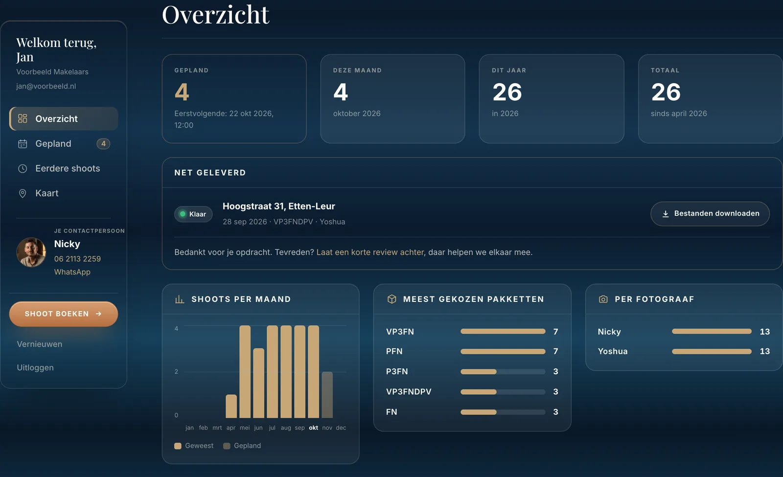 Mijn boekingen: het overzicht van een makelaarskantoor